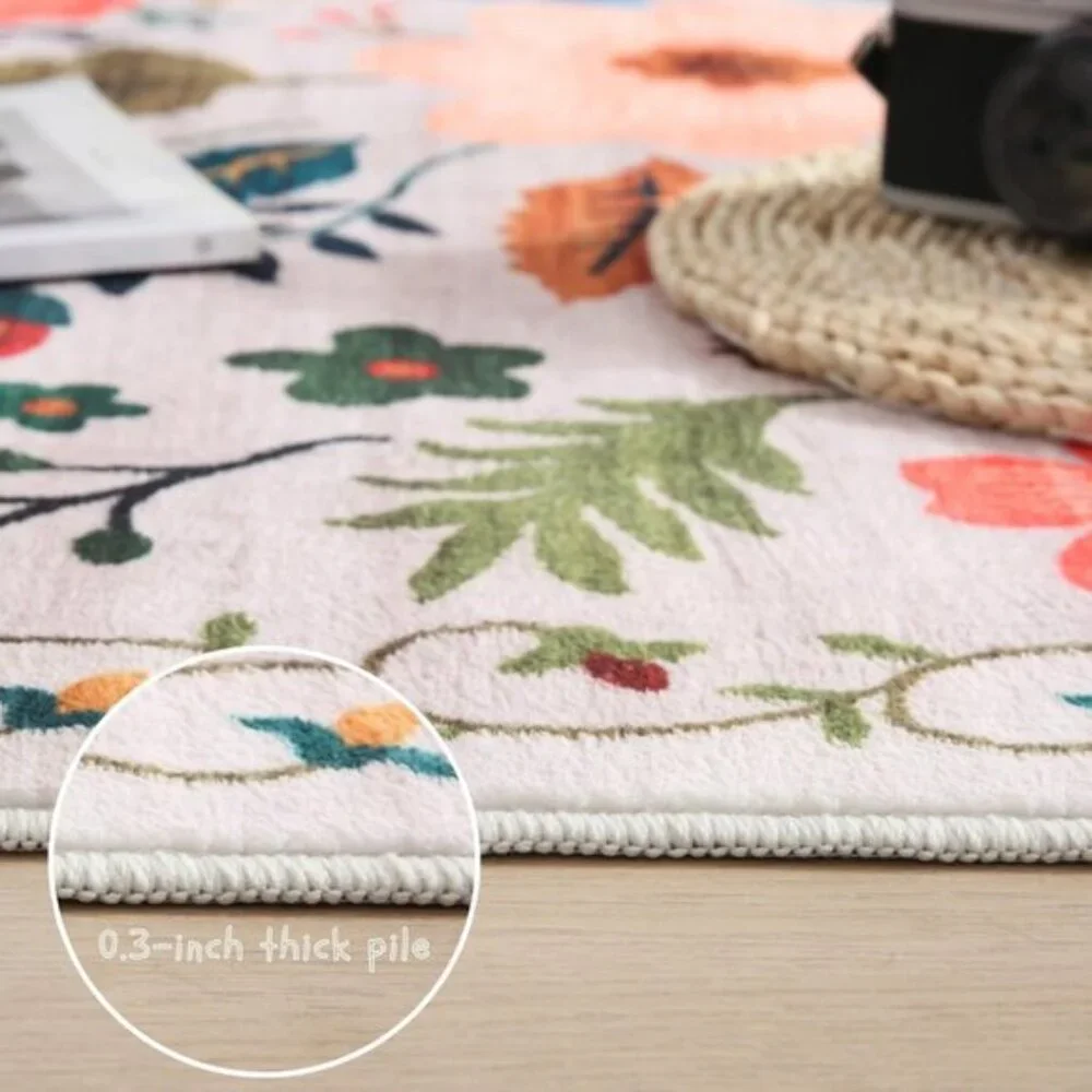 Non Slip 2'x 6' Washable Runner Rugs with Rubber Backing Soft Floral Carpet